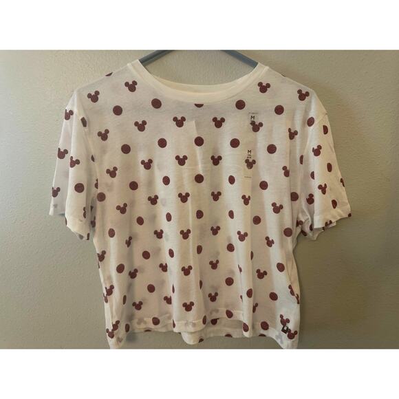 Tommy Hilfiger x Disney maroon and white Mickey tee crop top women's medium NWT - Picture 1 of 4